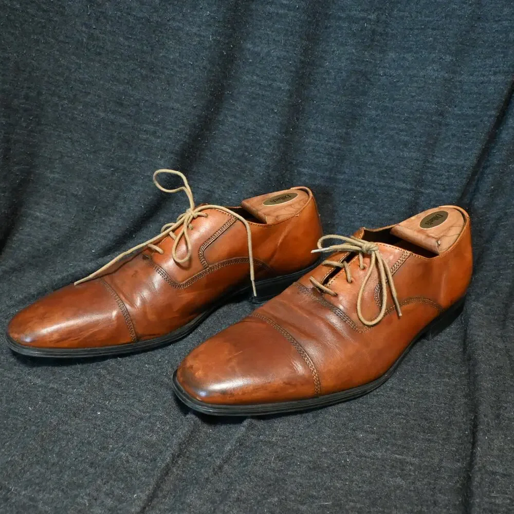 Cole Haan Men's 12M Jefferson Cap Toe Oxford Brown Leather Dress Shoes